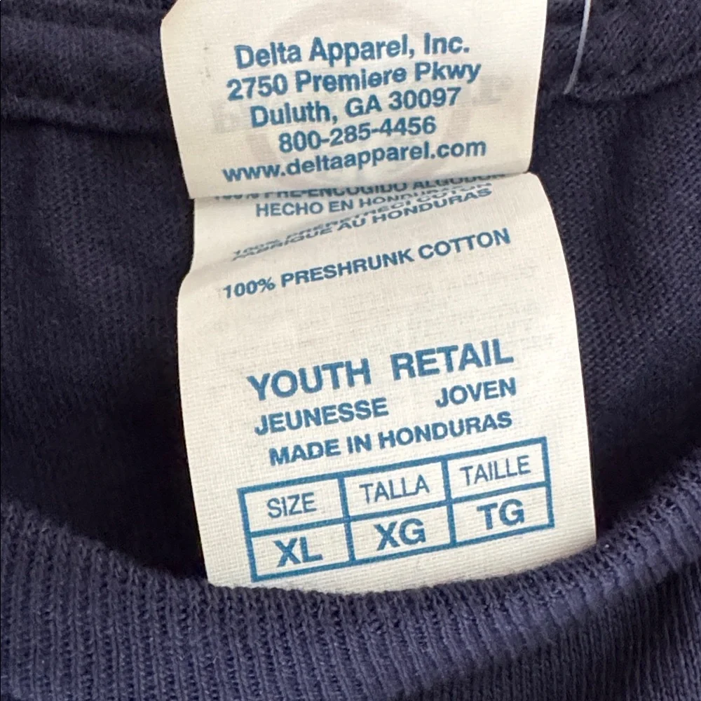 Delta Navy Blue Kids Tee with White and Aqua Tech Graphic - Picture 2 of 4